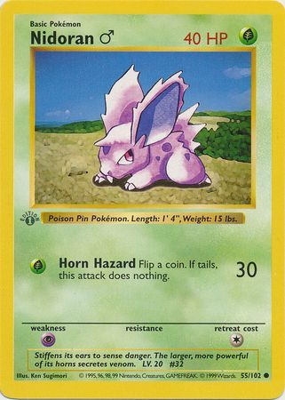 Nidoran (M) - 55/102 - Common - 1st Edition available at 401 Games Canada