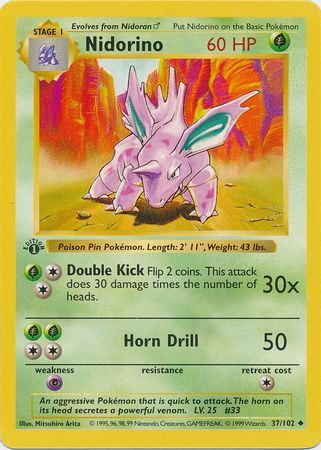 Nidorino - 37/102 - Uncommon - 1st Edition available at 401 Games Canada