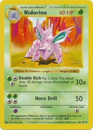 Nidorino - 37/102 - Uncommon - Shadowless available at 401 Games Canada