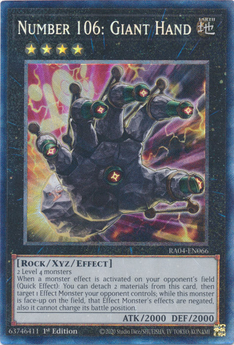 Number 106: Giant Hand (PCR) - RA04-EN066 - Prismatic Collector's Rare - 1st Edition