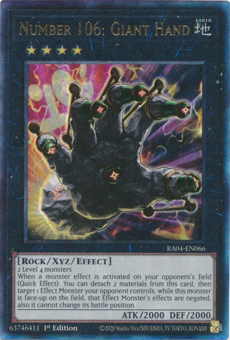 Number 106: Giant Hand (PUR) - RA04-EN066 - Prismatic Ultimate Rare - 1st Edition