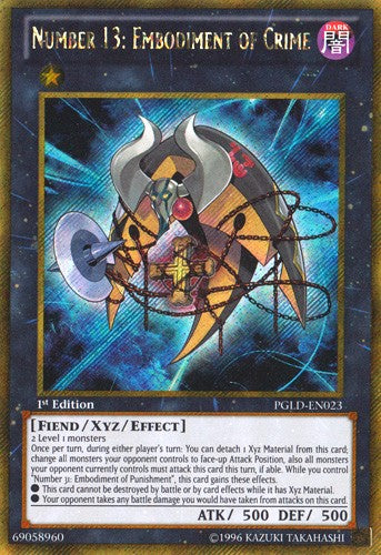 Number 13: Embodiment of Crime - PGLD-EN023 - Gold Secret Rare - 1st Edition available at 401 Games Canada