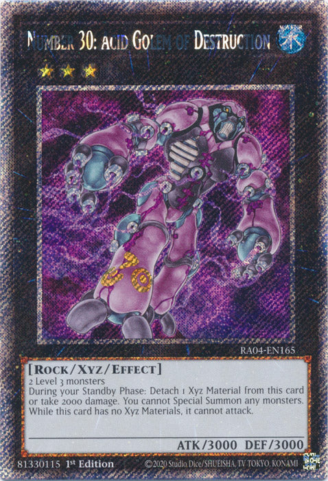 Number 30: Acid Golem of Destruction (Platinum Secret Rare) - RA04-EN165 - Platinum Secret Rare - 1st Edition