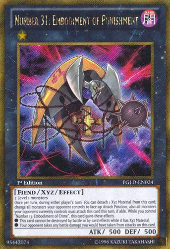 Number 31: Embodiment of Punishment - PGLD-EN024 - Gold Secret Rare - 1st Edition available at 401 Games Canada