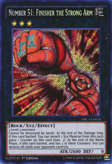 Number 51: Finisher the Strong Arm - DRL3-EN024 - Secret Rare - 1st Edition available at 401 Games Canada