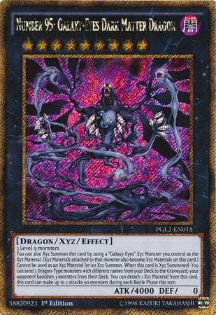 Number 95: Galaxy-Eyes Dark Matter Dragon - PGL2-EN015 - Gold Secret Rare - 1st Edition available at 401 Games Canada