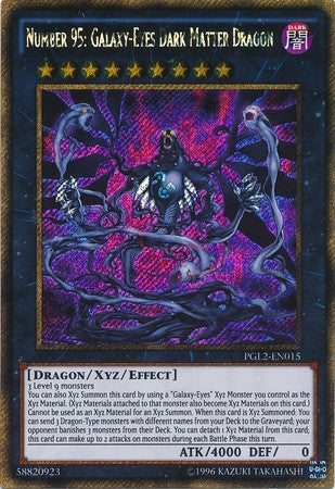 Number 95: Galaxy-Eyes Dark Matter Dragon - PGL2-EN015 - Gold Secret Rare - Unlimited available at 401 Games Canada