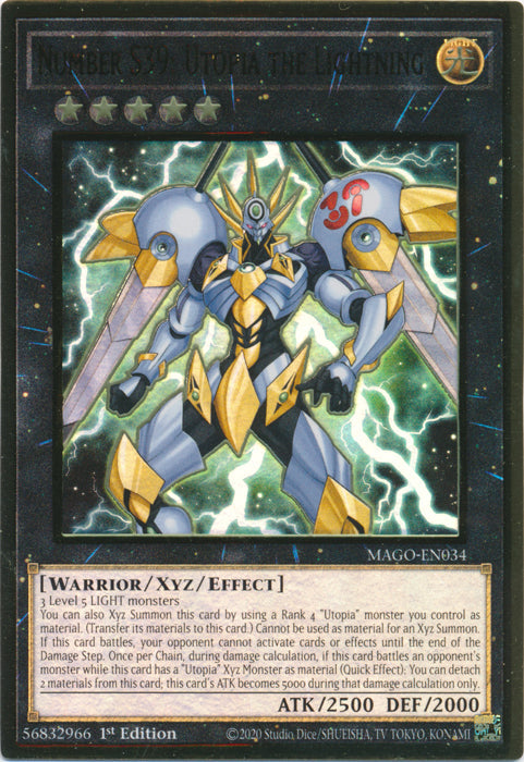 Number S39: Utopia the Lightning - MAGO-EN034 - Premium Gold Rare - 1st Edition available at 401 Games Canada