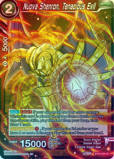 Nuova Shenron, Tenacious Evil - BT18-024 - Uncommon (Foil) available at 401 Games Canada