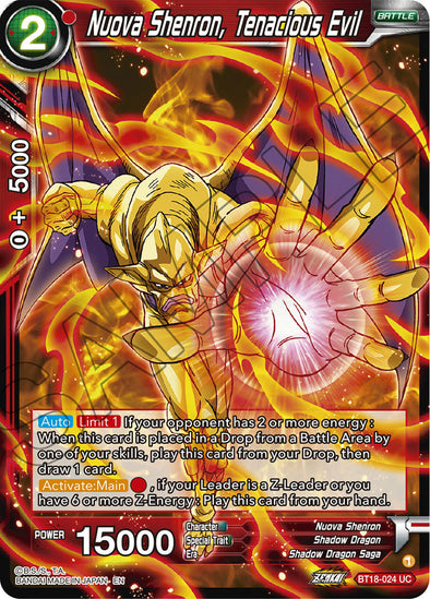 Nuova Shenron, Tenacious Evil - BT18-024 - Uncommon available at 401 Games Canada