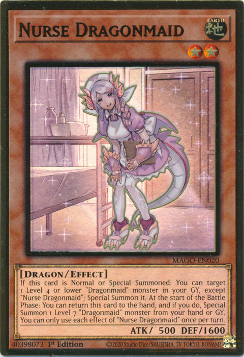 Nurse Dragonmaid - MAGO-EN020 - Premium Gold Rare - 1st Edition available at 401 Games Canada