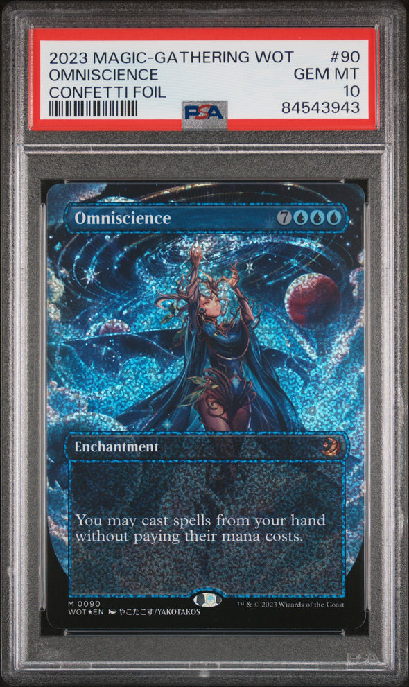 OMNISCIENCE (90) - MAGIC THE GATHERING WILDS OF ELDRAINE: ENCHANTING TALES - CONFETTI FOIL - GEM MT 10
