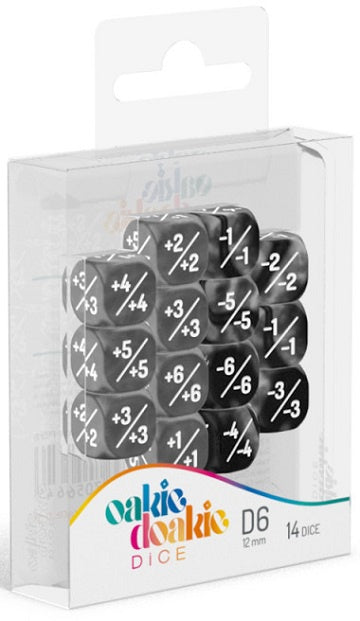 Oakie Doakie Dice - 14d6 - Marble/Gem Black (Positive/Negative Counters) available at 401 Games Canada