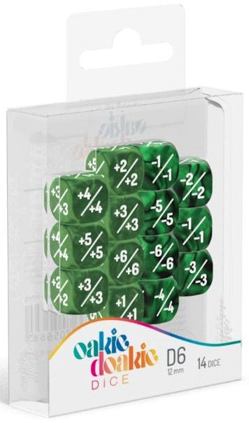 Oakie Doakie Dice - 14d6 - Marble/Gem Green (Positive/Negative Counters) available at 401 Games Canada