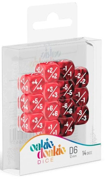 Oakie Doakie Dice - 14d6 - Marble/Gem Red (Positive/Negative Counters) available at 401 Games Canada