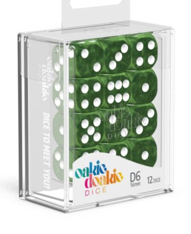 Oakie Doakie Dice Set - 12D6 - Marble - Green available at 401 Games Canada