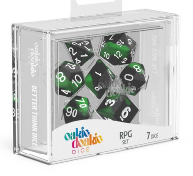 Oakie Doakie Dice Set - 7 Piece - Glow in the Dark - Biohazard available at 401 Games Canada