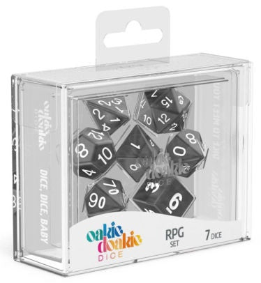 Oakie Doakie Dice Set - 7 Piece - Marble - Black available at 401 Games Canada