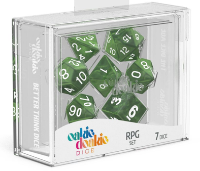 Oakie Doakie Dice Set - 7 Piece - Marble - Green available at 401 Games Canada