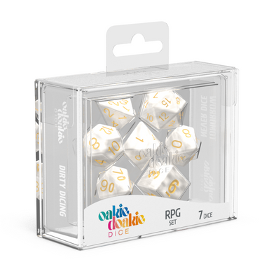 Oakie Doakie Dice Set - 7 Piece - Marble - White available at 401 Games Canada