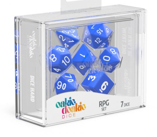 Oakie Doakie Dice Set - 7 Piece - Solid - Blue available at 401 Games Canada