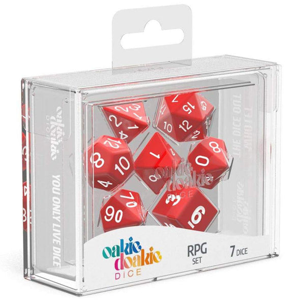 Oakie Doakie Dice Set - 7 Piece - Solid - Red available at 401 Games Canada