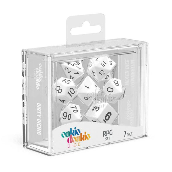 Oakie Doakie Dice Set - 7 Piece - Solid - White available at 401 Games Canada