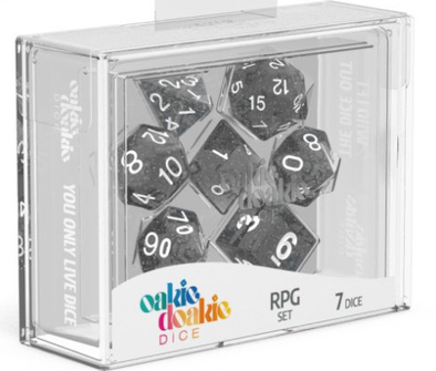 Oakie Doakie Dice Set - 7 Piece - Speckled - Black available at 401 Games Canada