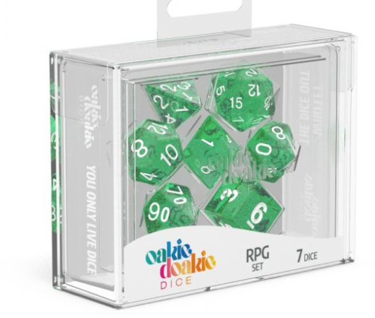 Oakie Doakie Dice Set - 7 Piece - Speckled - Green available at 401 Games Canada