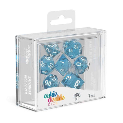 Oakie Doakie Dice Set - 7 Piece - Speckled - Light Blue available at 401 Games Canada