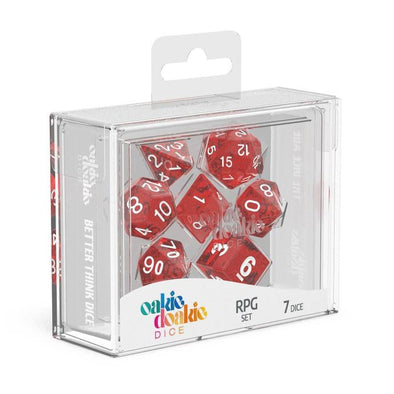 Oakie Doakie Dice Set - 7 Piece - Speckled - Red available at 401 Games Canada