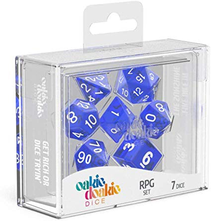 Oakie Doakie Dice Set - 7 Piece - Translucent - Blue available at 401 Games Canada