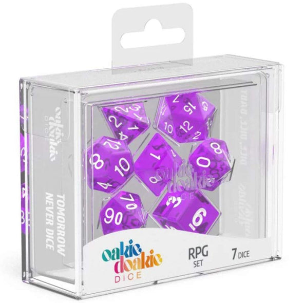 Oakie Doakie Dice Set - 7 Piece - Translucent - Purple available at 401 Games Canada