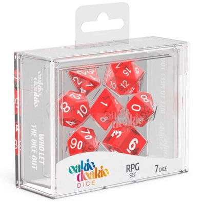 Oakie Doakie Dice Set - 7 Piece - Translucent - Red available at 401 Games Canada