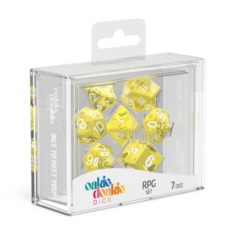 Oakie Doakie Dice Set - 7 Piece - Translucent - Yellow available at 401 Games Canada