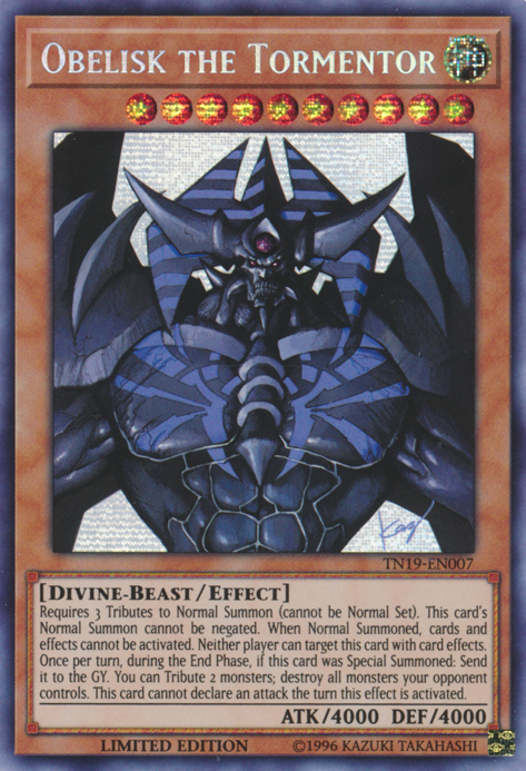 Obelisk the Tormentor - TN19-EN007 - Prismatic Secret Rare - Limited Edition available at 401 Games Canada