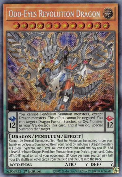 Odd-Eyes Revolution Dragon - ROTD-EN083 - Secret Rare - 1st Edition available at 401 Games Canada