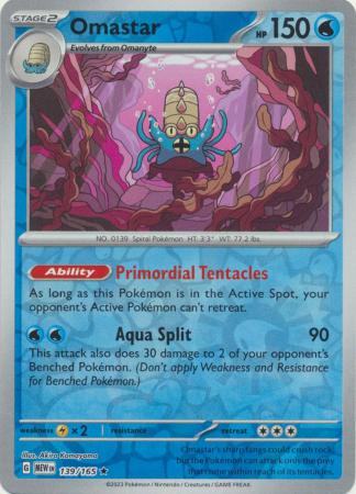 Omastar - 139/165 - Rare - Reverse Holo available at 401 Games Canada