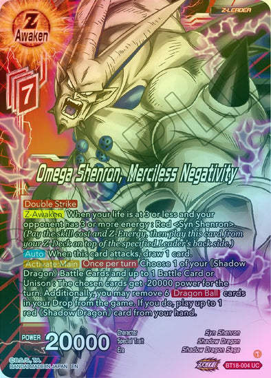 Omega Shenron, Merciless Negativity - BT18-004 - Uncommon (Foil) available at 401 Games Canada