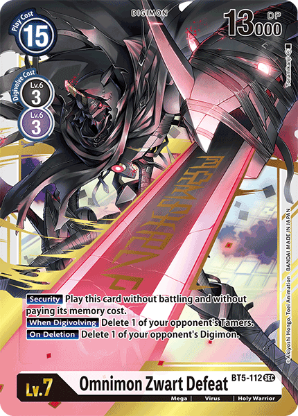 Omnimon Zwart Defeat - BT5-112 - Secret Rare available at 401 Games Canada