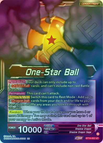 One-Star Ball // Syn Shenron, Despair Made Manifest - BT18-002 - Uncommon (Foil) available at 401 Games Canada