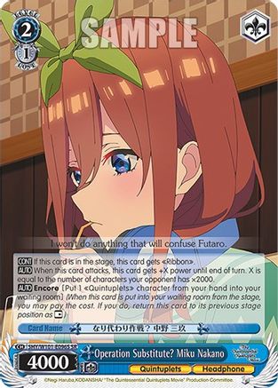 Operation Substitute? Miku Nakano (SR) - 5HY/W101-E096S - Super Rare available at 401 Games Canada