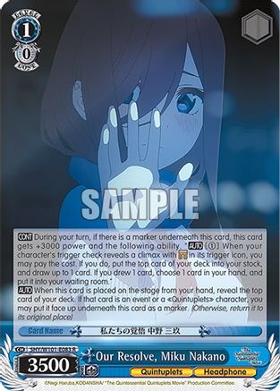 Our Resolve, Miku Nakano - 5HY/W101-E083 - Rare available at 401 Games Canada