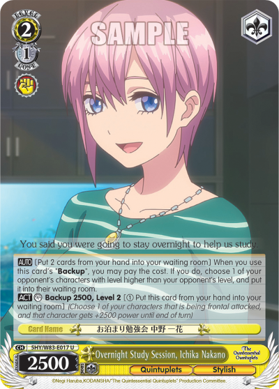 Overnight Study Session, Ichika Nakano - 5HY/W83-E017 - Uncommon available at 401 Games Canada