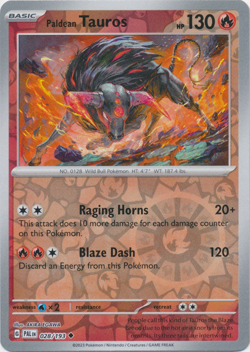 Paldean Tauros - 028/193 - Uncommon - Reverse Holo available at 401 Games Canada