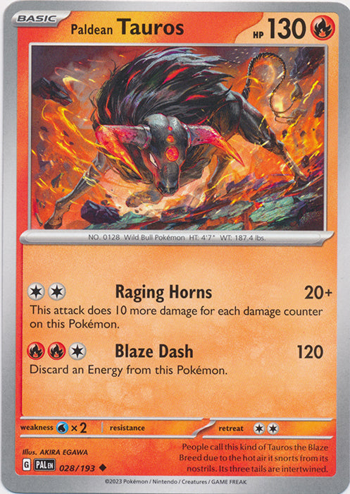 Paldean Tauros - 028/193 - Uncommon available at 401 Games Canada