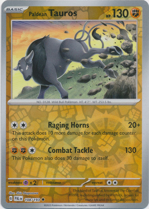 Paldean Tauros - 108/193 - Uncommon - Reverse Holo available at 401 Games Canada