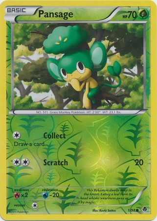 Pansage - 1/98 - Common - Reverse Holo available at 401 Games Canada