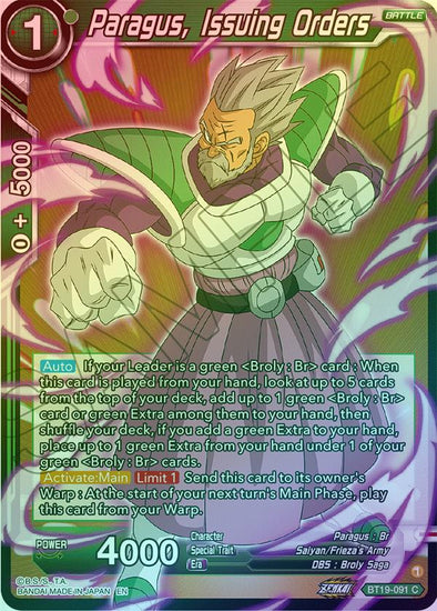 Paragus, Issuing Orders - BT19-091 - Common (Foil) available at 401 Games Canada