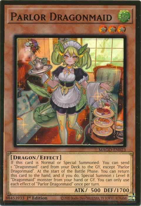 Parlor Dragonmaid - MAGO-EN023 - Premium Gold Rare - 1st Edition available at 401 Games Canada